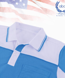 เสื้อโปโล สีฟ้าตัดต่อสีขาว ABCPOLO.COM