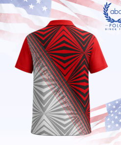 เสื้อโปโลพิมพ์ดิจิตอลลายกราฟิกสีแดงดำขาว แขนสั้น ปกปุ่ม 3 เม็ด ภาพที่ 2