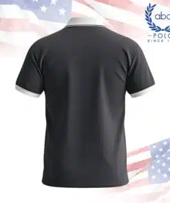 เสื้อโปโลพนักงานสีเทาเข้มแขนสั้น ปกและปลายแขนสีขาว ตัดเย็บเรียบร้อย ภาพที่ 2