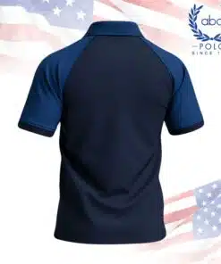 เสื้อโปโลพนักงานแขนสั้น สีกรมท่าตัดต่อแขนสีน้ำเงินเข้ม ดีไซน์ทันสมัย ภาพที่ 2