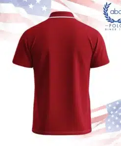 เสื้อโปโลพนักงานสีแดงสด ตัดขอบขาวที่ปกและปลายแขน แขนสั้น ดีไซน์เรียบง่าย ภาพที่ 2