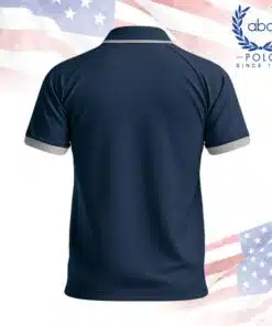 เสื้อโปโลพนักงานแขนสั้นสีกรมท่ามีขอบปกและปลายแขนสีเทา ภาพที่ 2