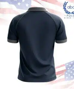 เสื้อโปโลพนักงานแขนสั้น สีกรมท่าตัดปกและปลายแขนสีเทา ดีไซน์ทันสมัยเรียบง่าย ภาพที่ 2