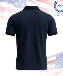 เสื้อโปโลพนักงานสีกรมท่าทรงมาตรฐาน แขนสั้น ปกมีแถบสีดำ ภาพที่ 2