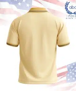 เสื้อโปโลพนักงานสีครีม ปกและแขนเสื้อแต่งแถบสีเข้ม แขนสั้น ดีไซน์เรียบง่าย ภาพที่ 2