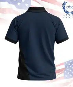 เสื้อโปโลพนักงานสีกรมท่าตัดต่อดำ แขนสั้น ปกและปลายแขนสีดำ มีดีไซน์ตัดต่อด้านข้าง ภาพที่ 2