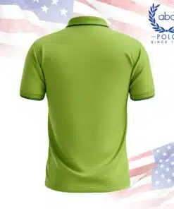 เสื้อโปโลพนักงานสีเขียวสดใส คอปกแขนสั้น มีแถบขอบคอและแขนสีเข้ม ภาพที่ 2