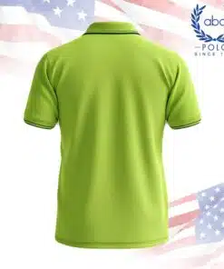 เสื้อโปโลพนักงานสีเขียวสดใส แขนสั้น คอปกมีแถบสีเข้ม ภาพที่ 2