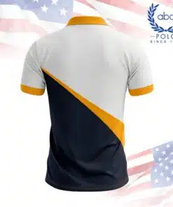 เสื้อโปโลพนักงานสีขาวตัดต่อกรมท่าพร้อมแถบเหลืองที่ปกและแขนเสื้อ ดีไซน์ทันสมัย ภาพที่ 2