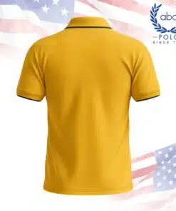 เสื้อโปโลพนักงานสีเหลือง ตัดขอบคอและแขนด้วยสีน้ำเงิน แขนสั้น ปกปุ่มสองเม็ด ภาพที่ 2