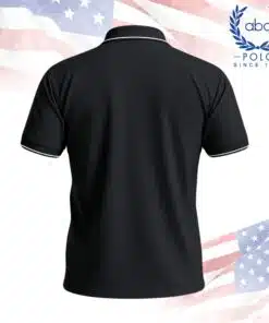 เสื้อโปโลพนักงานสีดำมีขอบขาวที่ปกและปลายแขน แขนสั้น ดีไซน์เรียบหรู ภาพที่ 2