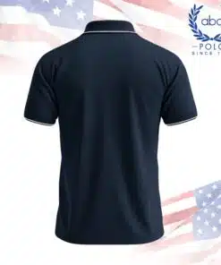 เสื้อโปโลพนักงานสีกรมท่ามีขอบขาวที่ปกและปลายแขน แขนสั้น ดีไซน์เรียบง่าย ภาพที่ 2
